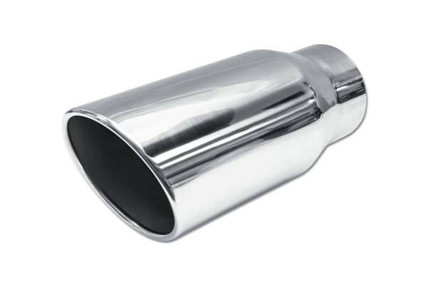 Street Style - Street Style - SS507015RAC Polished Stainless Single Wall Exhaust Tip - 7.0" 15° Angle Cut Rolled Edge Outlet / 5.0" Inlet / 15.0" Length - Image 1