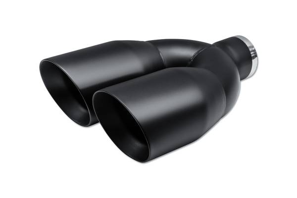 Street Style - Street Style - SS25483BLK Black Powder Coat Double Wall Dual Exhaust Tip - 4.0" Angle Cut Outlet / 2.5" Inlet / 12.0" Length / 8.25" Width - Image 1