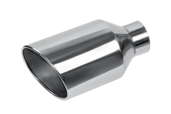 Street Style - Street Style - SS408015RAC Polished Stainless Single Wall Exhaust Tip - 8.0" 15° Angle Cut Rolled Edge Outlet / 4.0" Inlet / 15.0" Length - Image 1