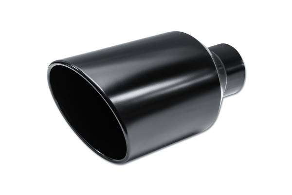 Street Style - Street Style - SS408015RACBLK Black Powder Coat Single Wall Exhaust Tip - 8.0" 15° Angle Cut Rolled Edge Outlet / 4.0" Inlet / 15.0" Length - Image 1