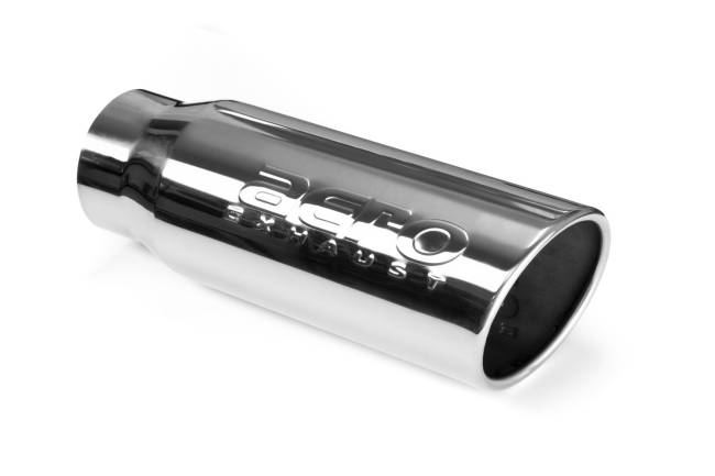 AERO Exhaust - AERO Exhaust - 10107 Polished Stainless Exhaust Tip - 5.0" Angle Cut Rolled Edge Outlet / 4.0" Inlet / 11.5" Length - Image 1