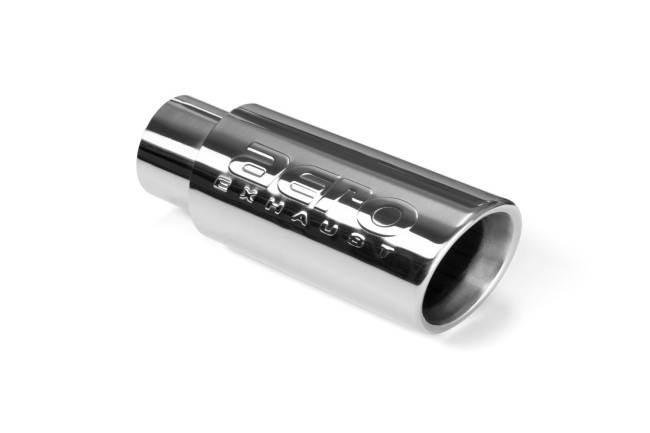 AERO Exhaust - AERO Exhaust - 10110 Polished Stainless Double Wall Exhaust Steel Tip - 3.5" Angle Cut Rolled Edge Outlet / 2.5" Inlet / 9.0" Length - Image 1