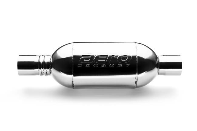 AERO Exhaust - AERO Exhaust - AT2525 Stainless Steel Turbine Performance Muffler - 2.5" Center In / 2.5" Center Out - Image 1