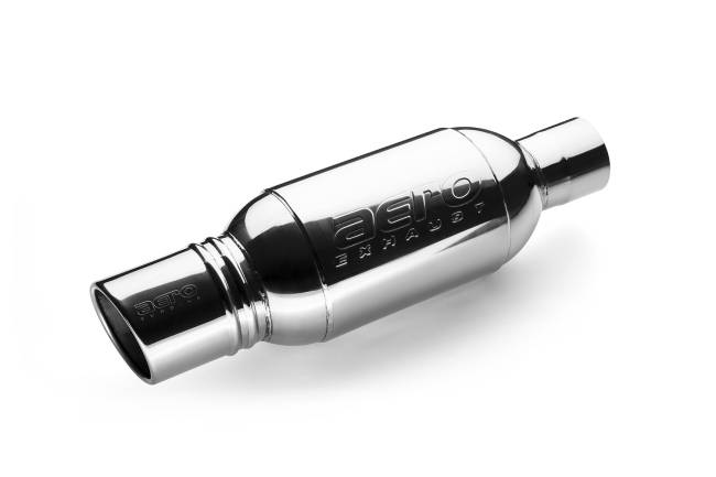 AERO Exhaust - AERO Exhaust - AT3040i Stainless Steel Turbine Performance Muffler with Integrated Tip - 3.0" Center In / 4.0" Center Out - Image 2