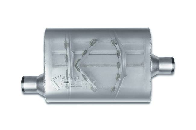 Street Flow - Street Flow - SF42041 2 Chamber 4"x9.5" Oval Body Muffler - 2.0" Offset In / 2.0" Center Out - Image 2