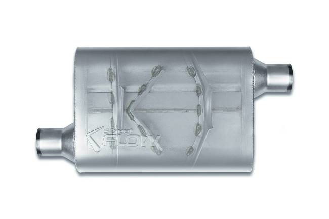 Street Flow - Street Flow - SF42043 2 Chamber 4"x9.5" Oval Body Muffler - 2.0" Offset In / 2.0" Offset Out - Image 2
