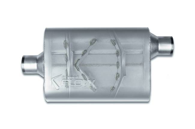 Street Flow - Street Flow - SF42442 2 Chamber 4"x9.5" Oval Body Muffler - 2.25" Center In /  2.25" Offset Out - Image 2