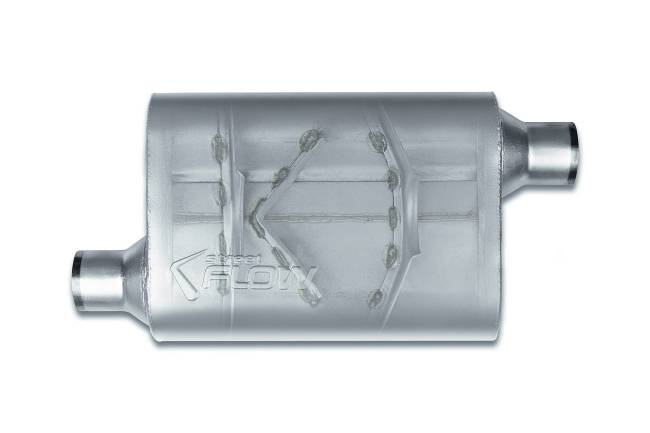 Street Flow - Street Flow - SF42443 2 Chamber 4"x9.5" Oval Body Muffler - 2.25" Offset In / 2.25" Offset Out - Image 2