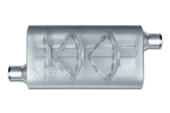 Street Flow - Street Flow - SF42453 3 Chamber 4"x9.5" Oval Body Muffler - 2.25" Offset In / 2.25" Offset Out - Image 2