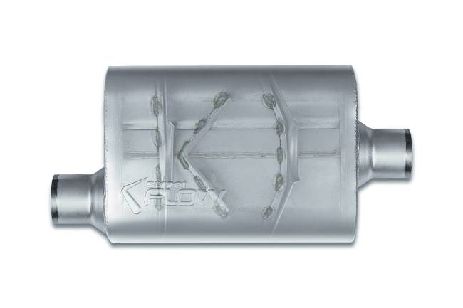 Street Flow - Street Flow - SF42541 2 Chamber 4"x9.5" Oval Body Muffler - 2.5" Offset In / 2.5" Center Out - Image 2