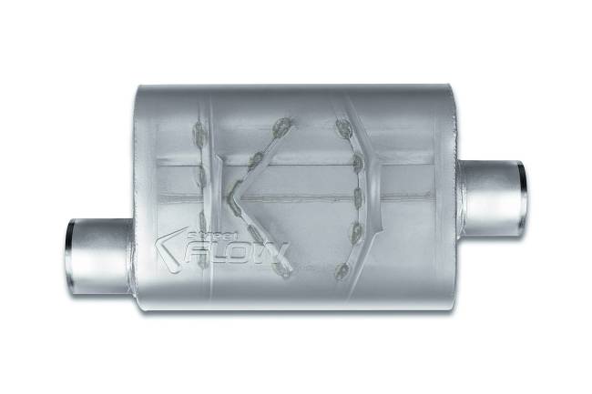 Street Flow - Street Flow - SF43041 2 Chamber 4"x9.5" Oval Body Muffler - 3.0" Offset In / 3.0" Center Out - Image 2