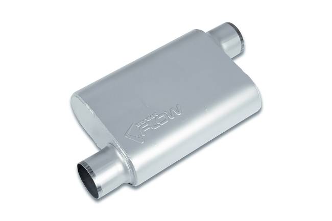 Street Flow - Street Flow - SF43043 2 Chamber 4"x9.5" Oval Body Muffler - 3.0" Offset In / 3.0" Offset Out - Image 1