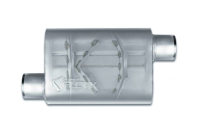 Street Flow - Street Flow - SF43043 2 Chamber 4"x9.5" Oval Body Muffler - 3.0" Offset In / 3.0" Offset Out - Image 2