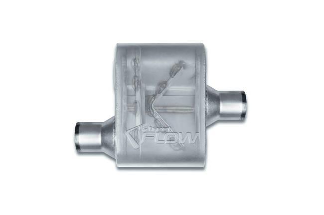 Street Flow - Street Flow - SF424110 1 Chamber 4"x9.5" Oval Body Muffler - 2.25" Offset In / 2.25" Center Out - Image 2