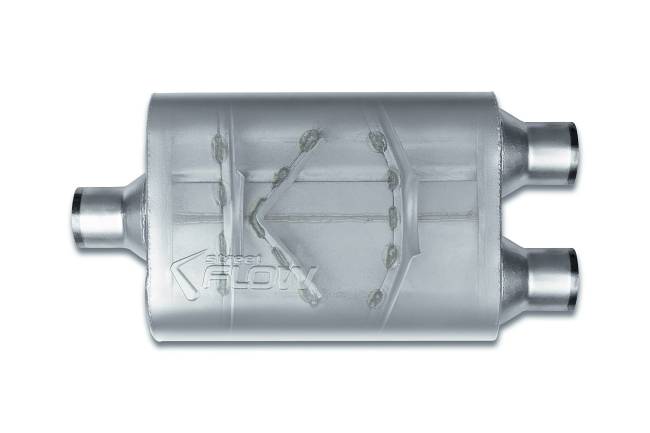Street Flow - Street Flow - SF424422 2 Chamber 4"x9.5" Oval Body Muffler - 2.25" Center In / 2.25" Dual Out - Image 2