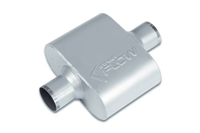 Street Flow - Street Flow - SF425109 1 Chamber 4"x9.5" Oval Body Muffler - 2.5" Center In / 2.5" Center Out - Image 1