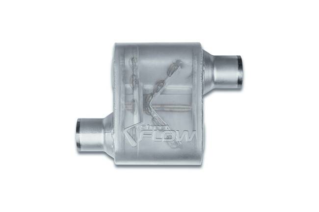 Street Flow - Street Flow - SF425111 1 Chamber 4"x9.5" Oval Body Muffler - 2.5" Offset In / 2.5" Offset Out - Image 2