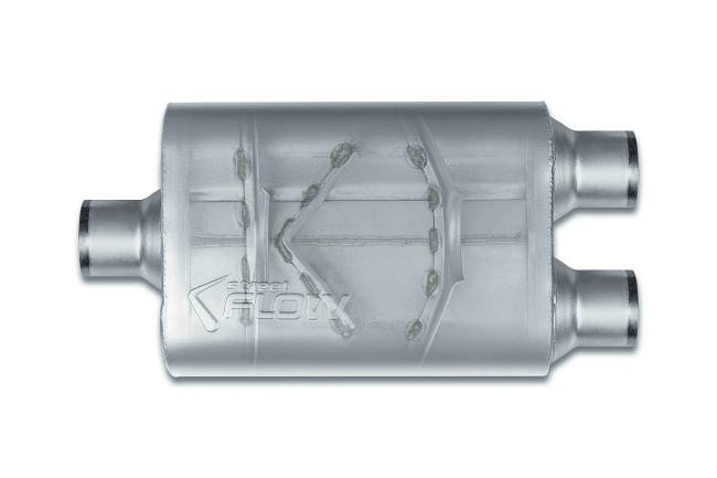 Street Flow - Street Flow - SF425400 2 Chamber 4"x9.5" Oval Body Muffler - 2.5" Center In / 2.5" Dual Out - Image 2
