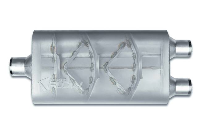 Street Flow - Street Flow - SF425522 3 Chamber 4"x9.5" Oval Body Muffler - 2.5" Center In / 2.25" Dual Out - Image 2