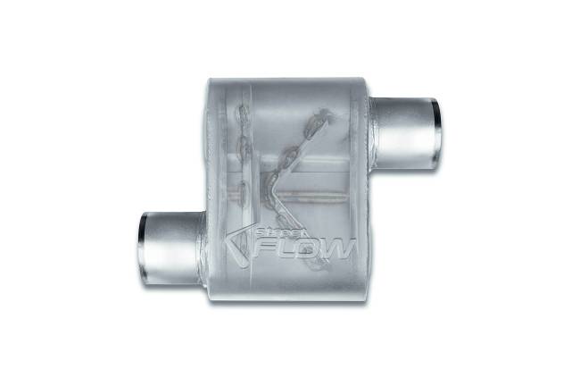 Street Flow - Street Flow - SF430111 1 Chamber 4"x9.5" Oval Body Muffler - 3.0" Offset In / 3.0" Offset Out - Image 2