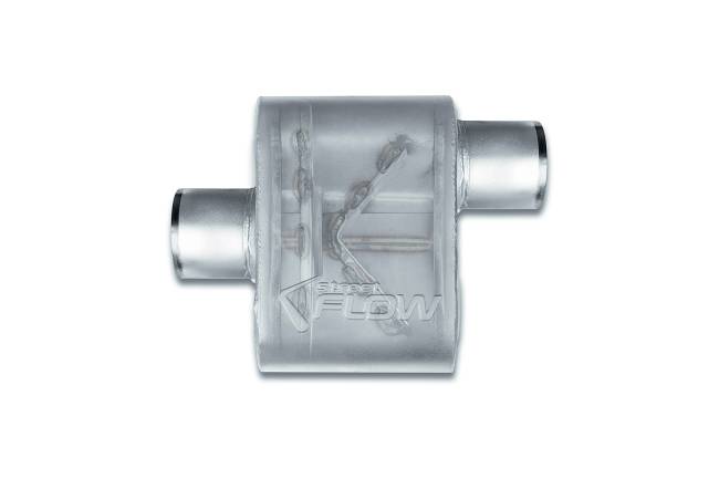 Street Flow - Street Flow - SF430112 1 Chamber 4"x9.5" Oval Body Muffler - 3.0" Center In / 3.0" Offset Out - Image 2