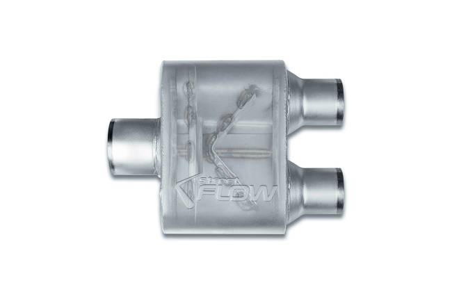 Street Flow - Street Flow - SF430152 1 Chamber 4"x9.5" Oval Body Muffler - 3.0" Center In / 2.5" Dual Out - Image 2