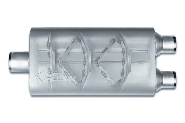 Street Flow - Street Flow - SF430502 3 Chamber 4"x9.5" Oval Body Muffler - 3.0" Center In / 2.5" Dual Out - Image 2
