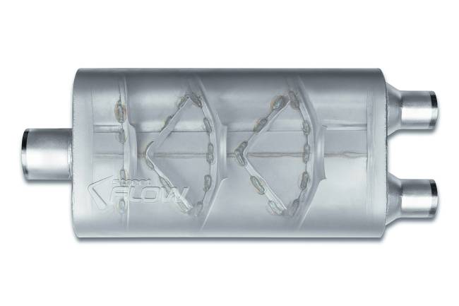 Street Flow - Street Flow - SF430522 3 Chamber 4"x9.5" Oval Body Muffler - 3.0" Center In / 2.25" Dual Out - Image 2