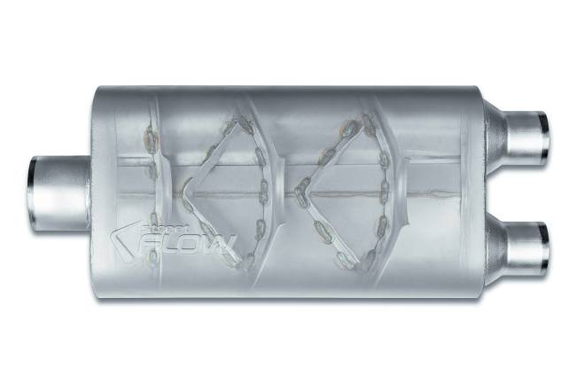 Street Flow - Street Flow - SF435502 3 Chamber 4"x9.5" Oval Body Muffler - 3.5" Center In / 2.5" Dual Out - Image 2