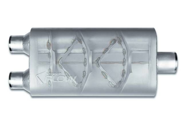 Street Flow - Street Flow - SF525553 3 Chamber 4"x9.5" Oval Body Muffler - 2.5" Dual In / 3.0" Center Out - Image 2