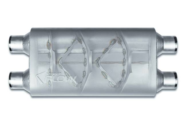 Street Flow - Street Flow - SF525555 3 Chamber 4"x9.5" Oval Body Muffler - 2.5" Dual In / 2.5" Dual Out - Image 2