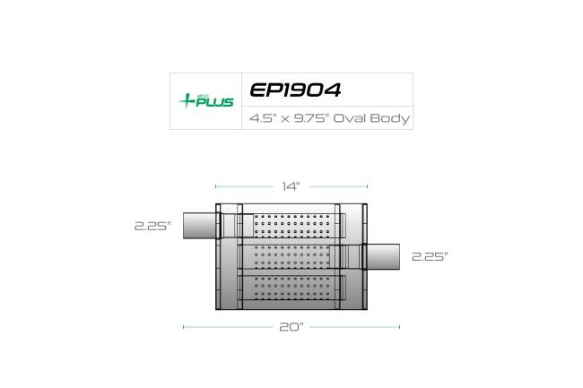 Eco Plus - Eco Plus - EP1904 4.5" x 9.75" Oval Body Turbo Style Muffler - 2.25" Offset In / 2.25" Center Out - Image 2