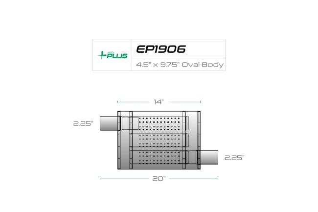 Eco Plus - Eco Plus - EP1906 4.5" x 9.75" Oval Body Turbo Style Muffler - 2.25" Offset In / 2.25" Offset Out - Image 2