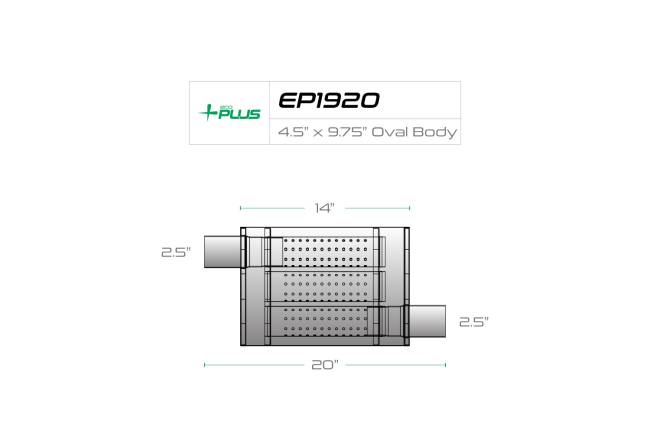 Eco Plus - Eco Plus - EP1920 4.5" x 9.75" Oval Body Turbo Style Muffler - 2.5" Offset In / 2.5" Offset Out - Image 2