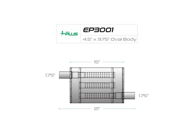 Eco Plus - Eco Plus - EP3001 4.5" x 9.75" Oval Body Muffler - 1.75" Offset In / 1.75" Offset Out - Image 2