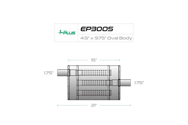 Eco Plus - Eco Plus - EP3005 4.5" x 9.75" Oval Body Muffler - 1.75" Offset In / 1.75" Center Out - Image 2