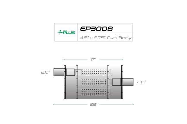 Eco Plus - Eco Plus - EP3008 4.5" x 9.75" Oval Body Muffler - 2" Offset In / 2" Center Out - Image 2