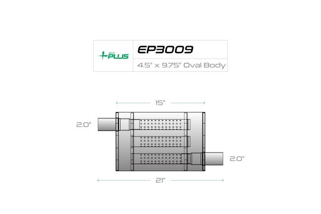 Eco Plus - Eco Plus - EP3009 4.5" x 9.75" Oval Body Muffler - 2" Offset In / 2" Offset Out - Image 2