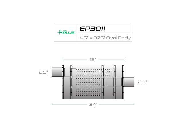 Eco Plus - Eco Plus - EP3011 4.5" x 9.75" Oval Body Muffler - 2.5" Offset In / 2.5" Center Out - Image 2