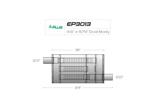 Eco Plus - Eco Plus - EP3013 4.5" x 9.75" Oval Body Muffler - 2" Offset In / 2" Offset Out - Image 2