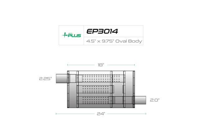 Eco Plus - Eco Plus - EP3014 4.5" x 9.75" Oval Body Muffler - 2.25" Offset In / 2" Offset Out - Image 2