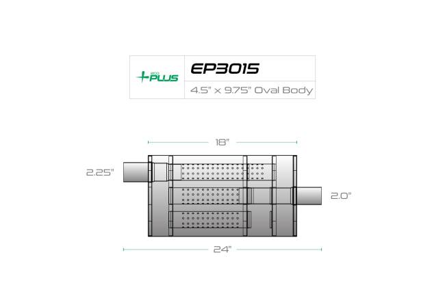 Eco Plus - Eco Plus - EP3015 4.5" x 9.75" Oval Body Muffler - 2.25" Offset In / 2" Center Out - Image 2