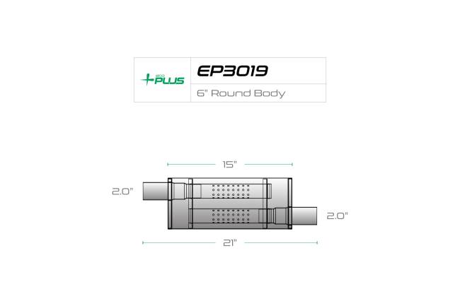 Eco Plus - Eco Plus - EP3019 6" Round Body Muffler - 2" Offset In / 2" Offset Out - Image 2
