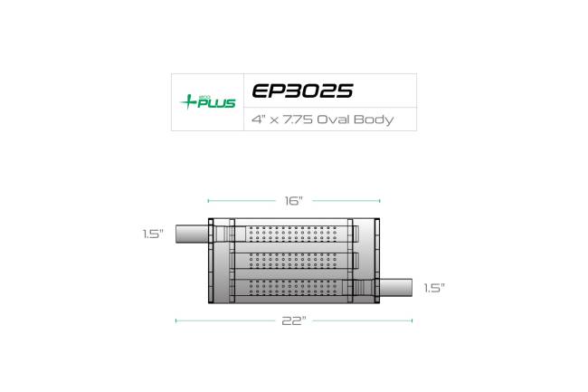Eco Plus - Eco Plus - EP3025 4" x 7.75" Oval Body Muffler - 1.5" Offset In / 1.5" Offset Out - Image 2