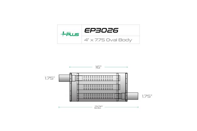 Eco Plus - Eco Plus - EP3026 4" x 7.75" Oval Body Muffler - 1.75" Offset In / 1.75" Offset Out - Image 2