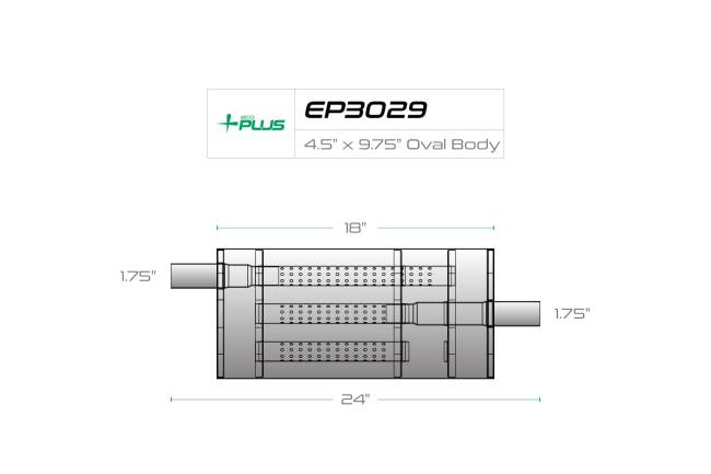 Eco Plus - Eco Plus - EP3029 4.5" x 9.75" Oval Body Muffler - 1.75" Offset In / 1.75" Center Out - Image 2