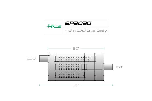 Eco Plus - Eco Plus - EP3030 4.5" x 9.75" Oval Body Muffler - 2.25" Offset In / 2" Center Out - Image 2