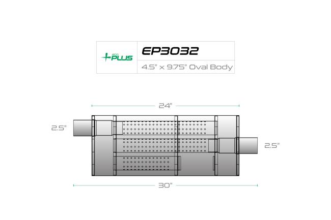 Eco Plus - Eco Plus - EP3032 4.5" x 9.75" Oval Body Muffler - 2.5" Offset In / 2.5" Center Out - Image 2