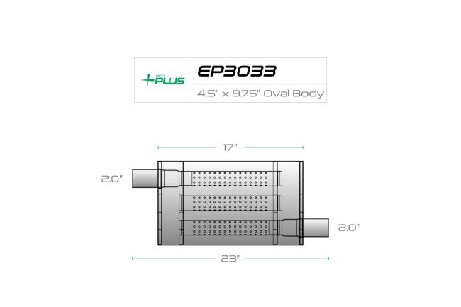 Eco Plus - Eco Plus - EP3033 4.5" x 9.75" Oval Body Muffler - 2" Offset In / 2" Offset Out - Image 2
