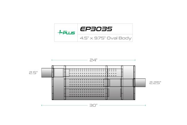 Eco Plus - Eco Plus - EP3035 4.5" x 9.75" Oval Body Muffler - 2.5" Offset In / 2.25" Center Out - Image 2